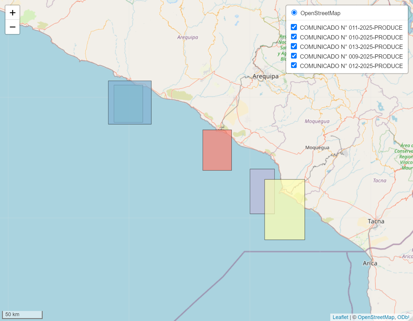 Interactive visualization of closed areas