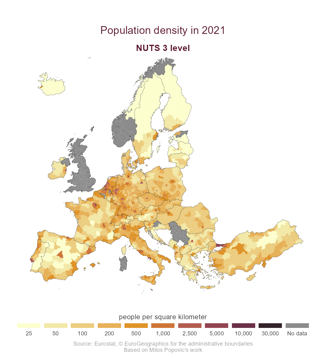 Population density in 2021