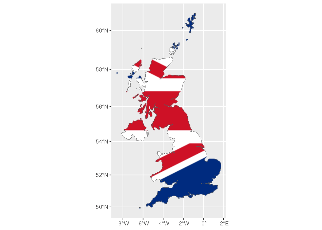 Example using rasterpic with the UK flag cropped to the shape.